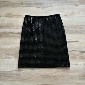 Jacob Angora Rabbit Hair & Wool Blend Elegant Black Sequin Bodycon Mini Skirt